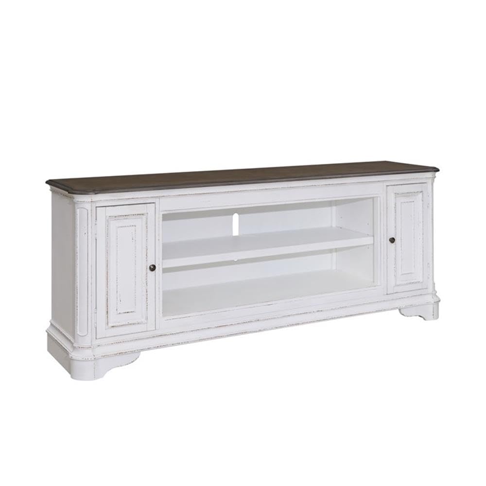 82 Inch Fireplace TV Console with Adjustable Shelves J20321