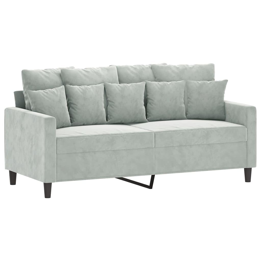 Light Grey Velvet 2-Seater Sofa with Metal Frame Y420036