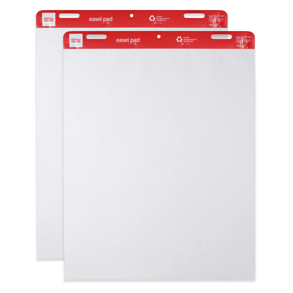 Easel Pads, 27" x 34", 50 Sheets, 30% Recycled, White, Pack of 2 K564