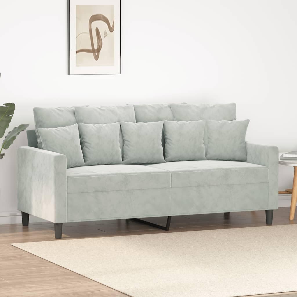 Light Grey Velvet 2-Seater Sofa with Metal Frame Y420036