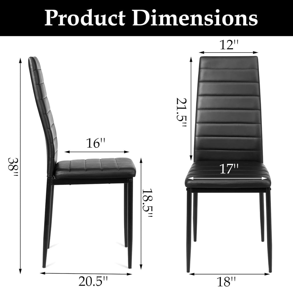 Black Faux Leather Dining Chairs Set of 4 J234202