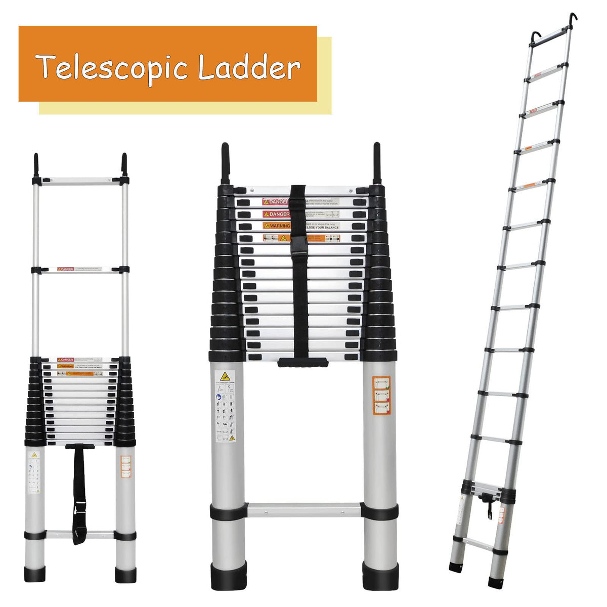 20.3ft Aluminum Telescoping Ladder with Hooks G70624
