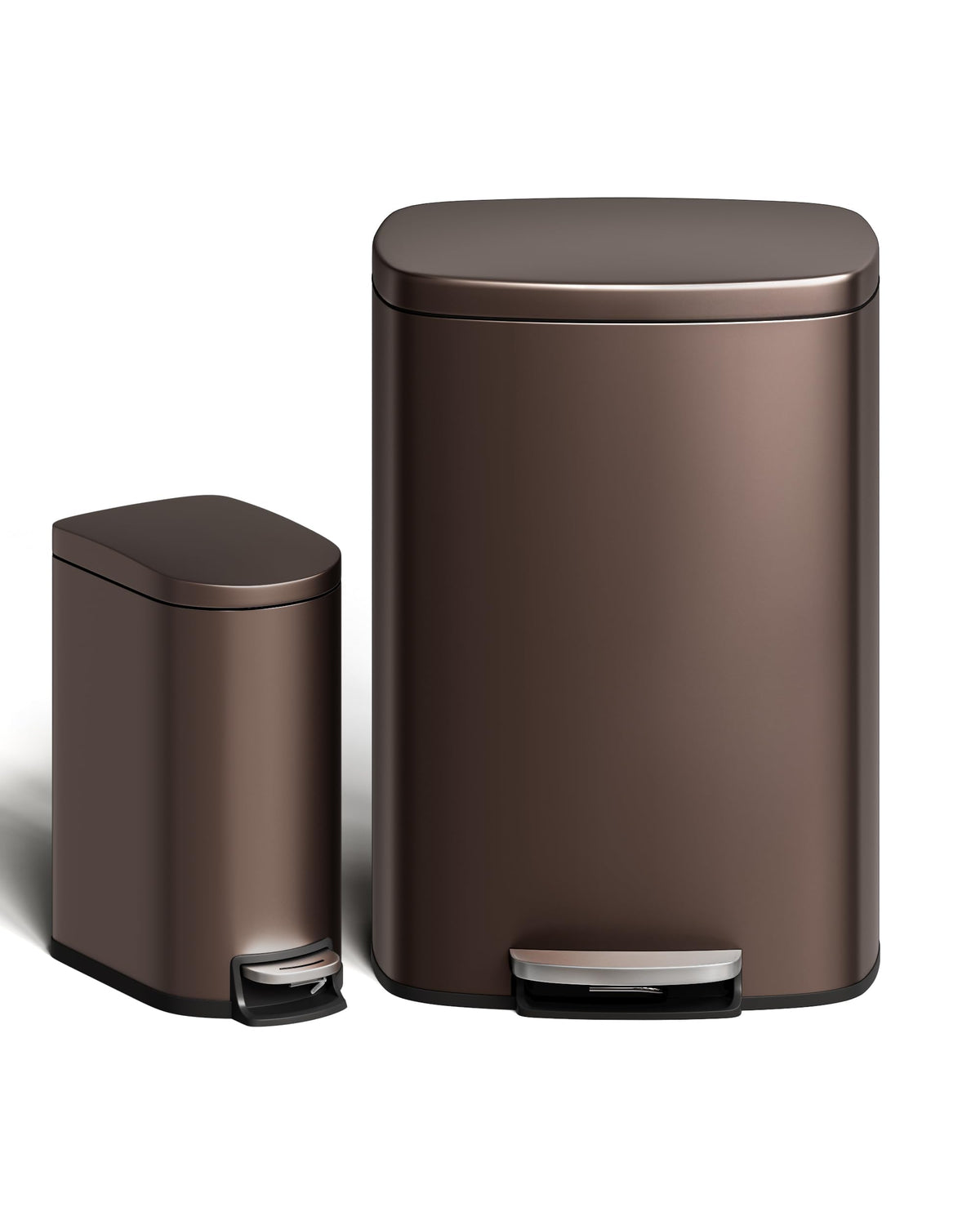 13.2 Gal & 2.6 Gal Stainless Steel Step-On Trash Can Combo Set D270
