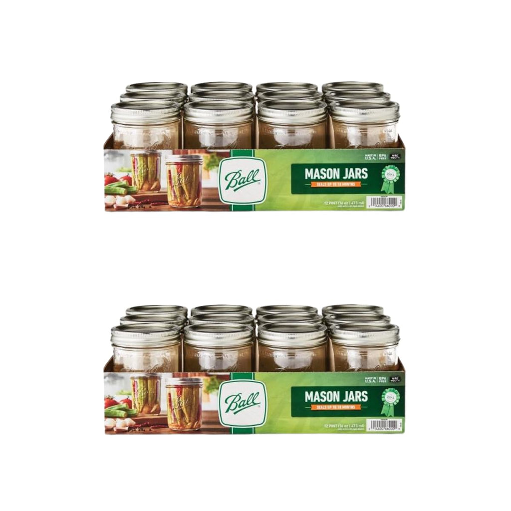 Glass Mason Jar with Lids and Bands, Wide Mouth, 16 OZ (24 Pack) S9792
