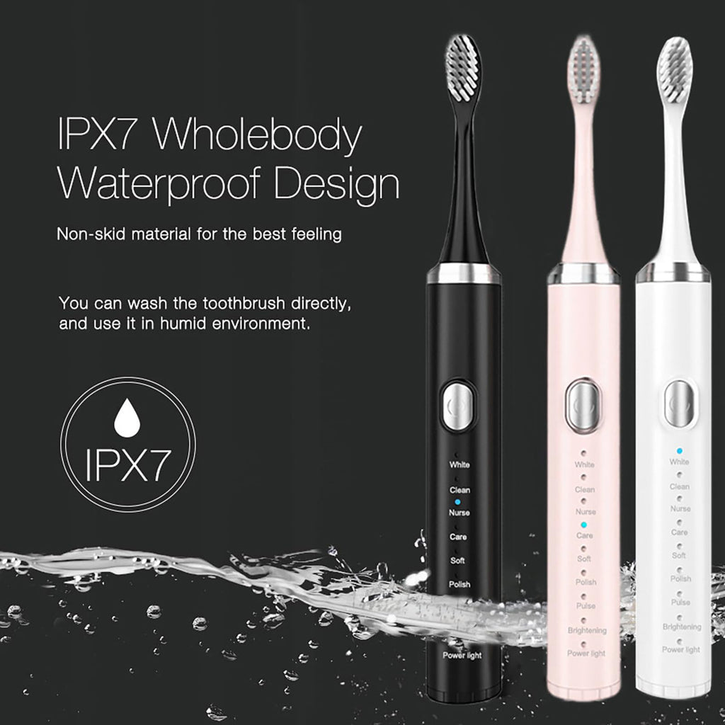 Black Rechargeable Electric Toothbrush with 4 Replacement Heads Q383184