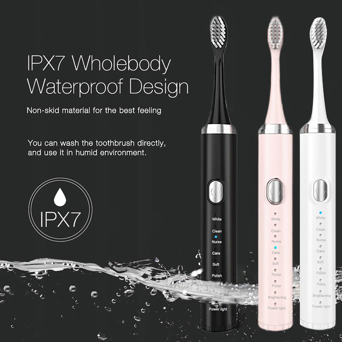 Black Rechargeable Electric Toothbrush with 4 Replacement Heads Q383184