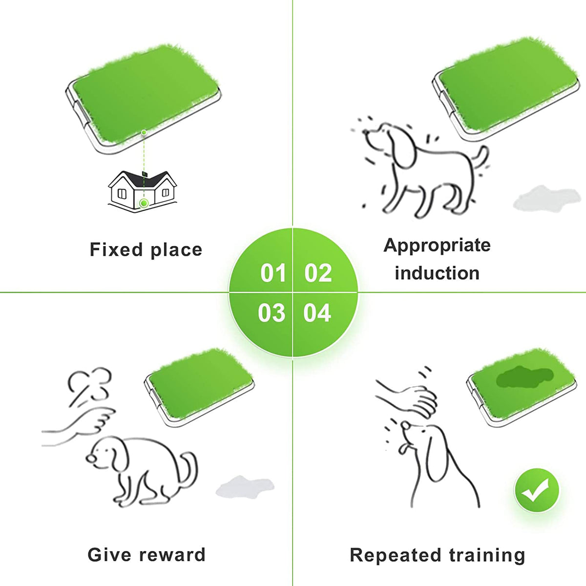 Dog Toilet Indoor Puppy Training Pad with Artificial Turf, 25"×20" R98674