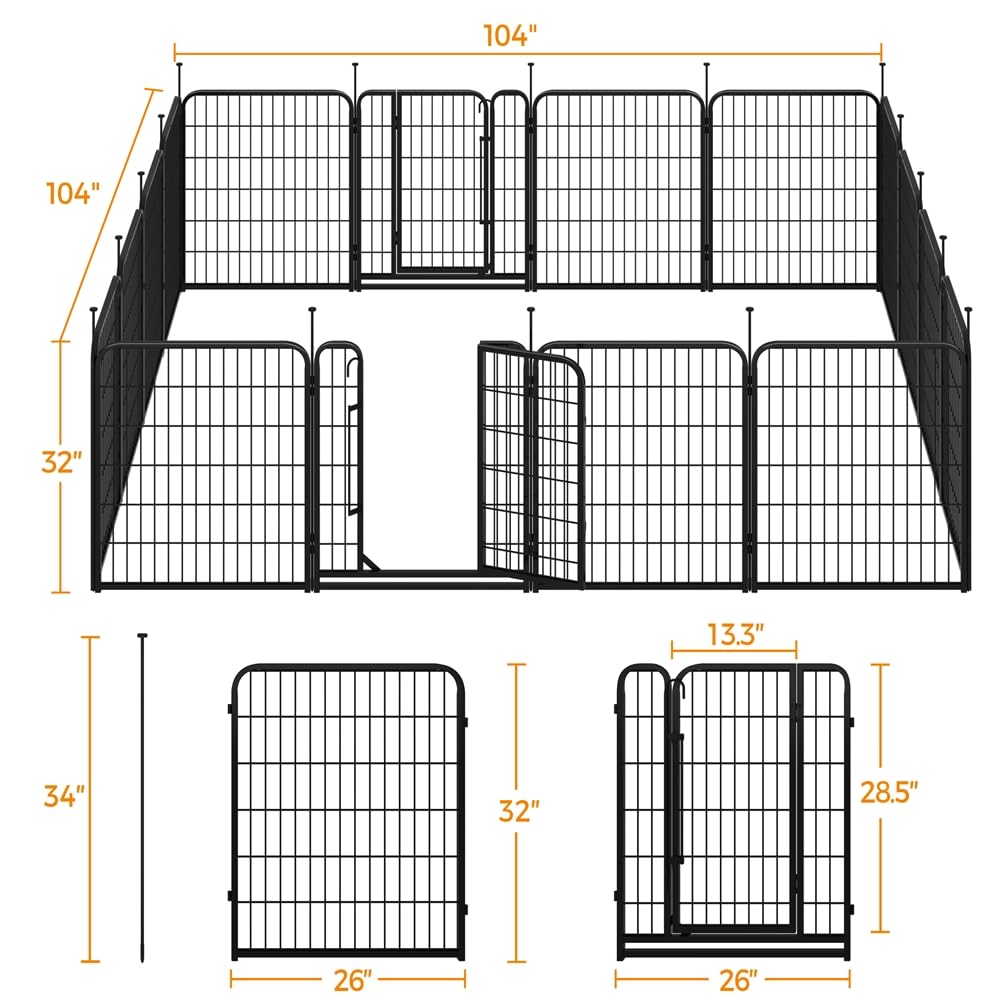 32 Inch 16 Panels Heavy Duty Dog Playpen V592