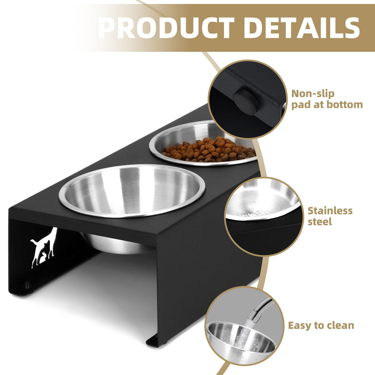 15° Tilted Stainless Steel Cat Bowls 3 Pack D727