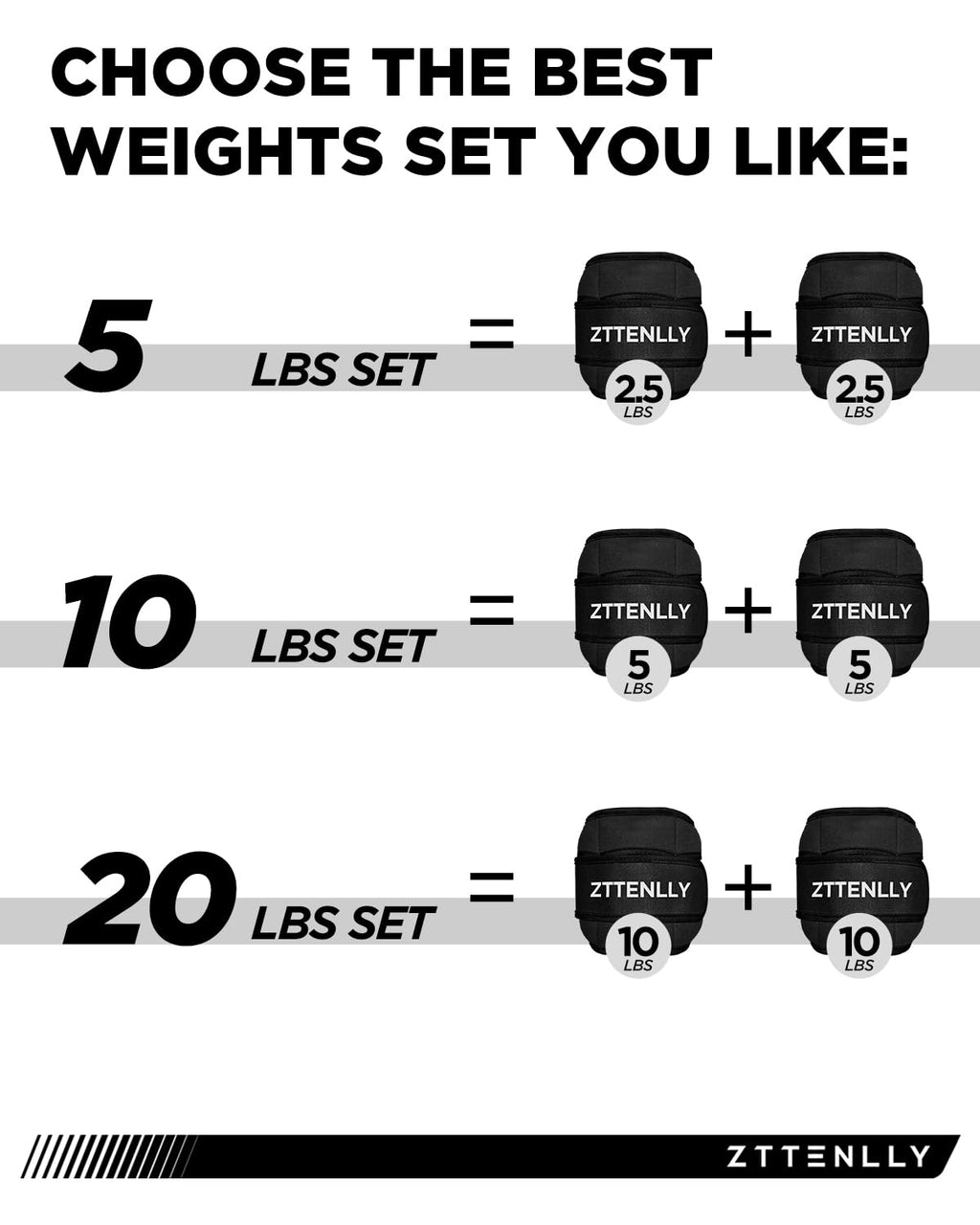 Adjustable Ankle Weights 1 Pair 5 10 15 18 20 Lbs O1801