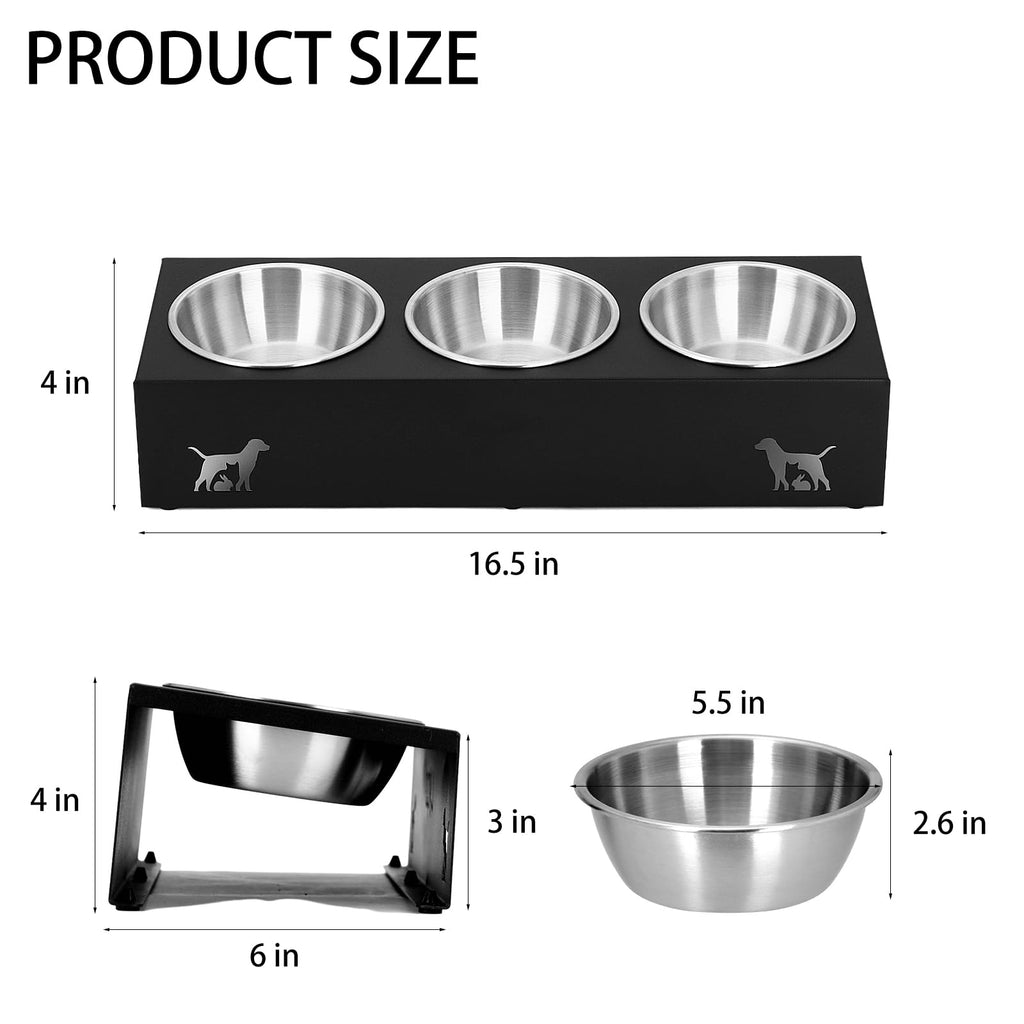 15° Tilted Stainless Steel Cat Bowls 3 Pack D727