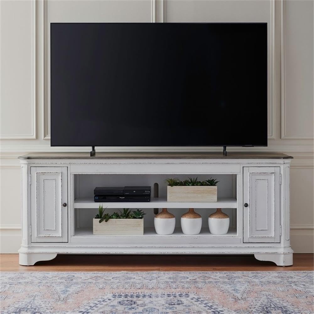 82 Inch Fireplace TV Console with Adjustable Shelves J20321