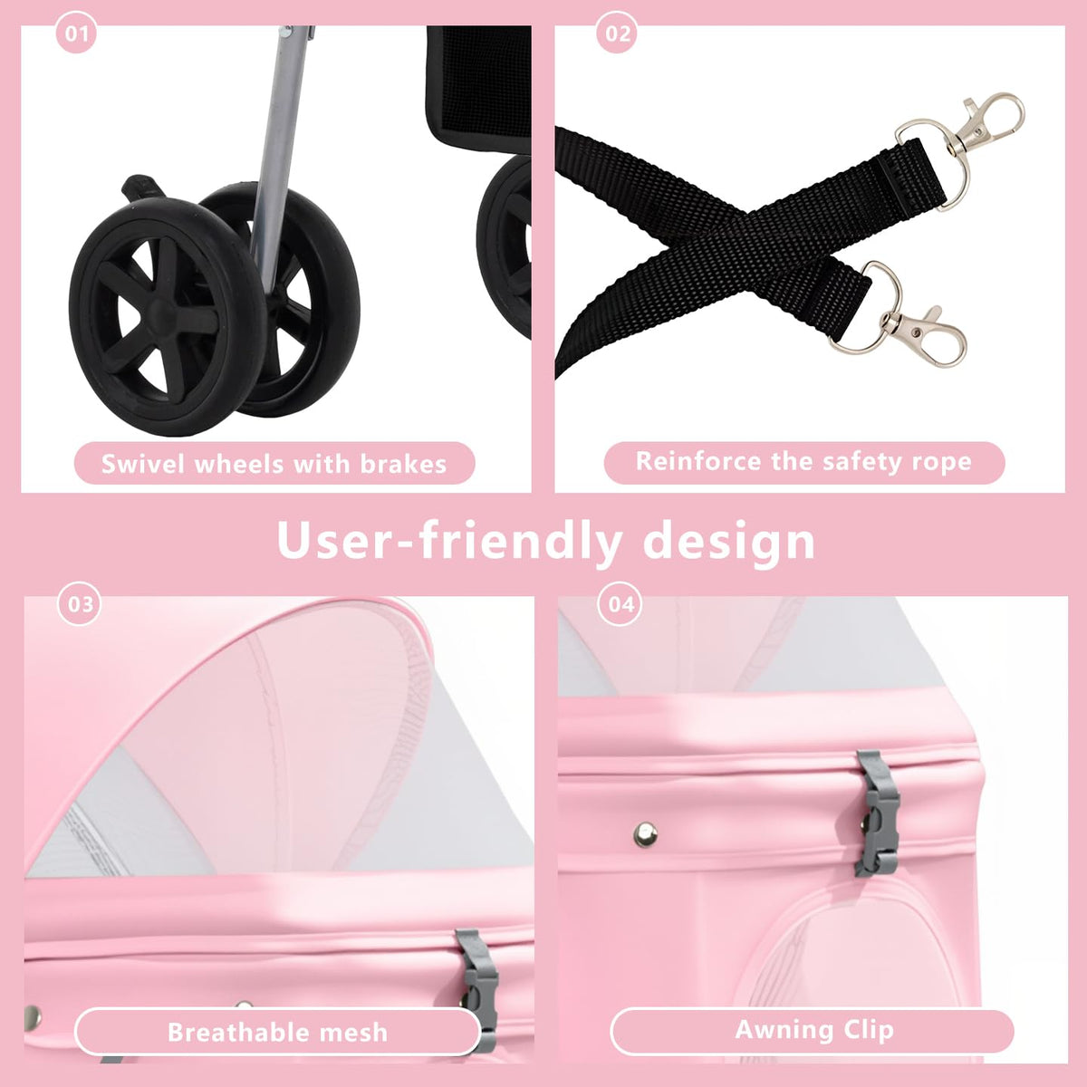 Pink Pet Stroller N78432