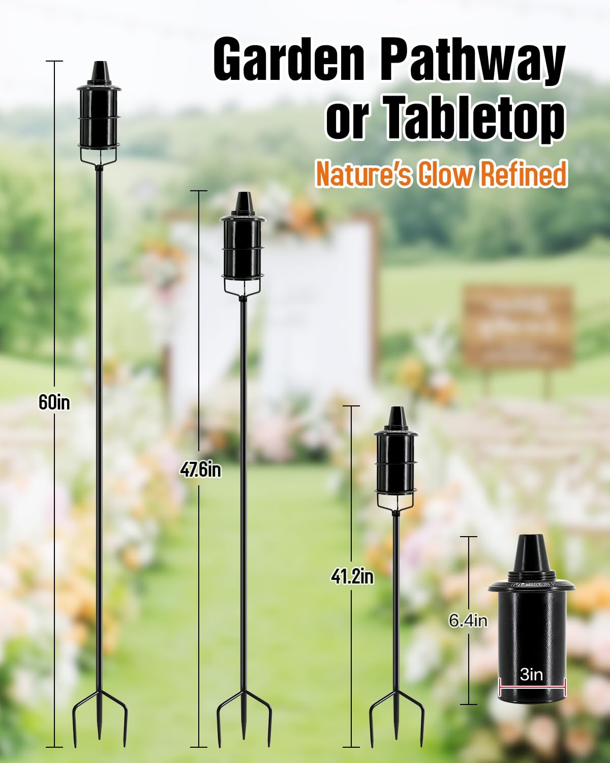 4 Pcs 59In 16oz Metal Citronella Torches O29085