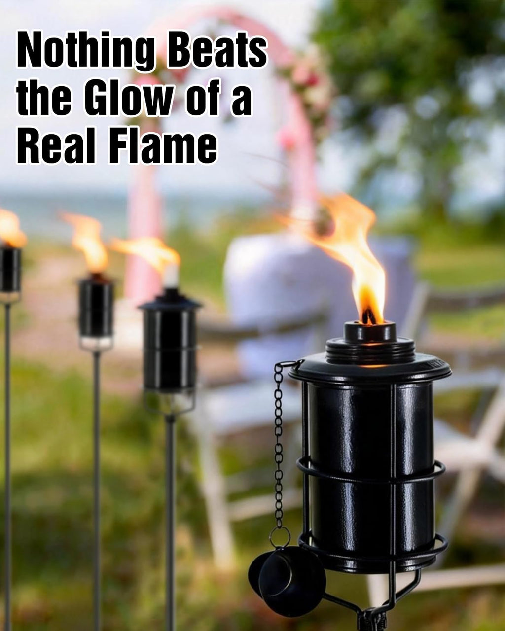 4 Pcs 59In 16oz Metal Citronella Torches O29085