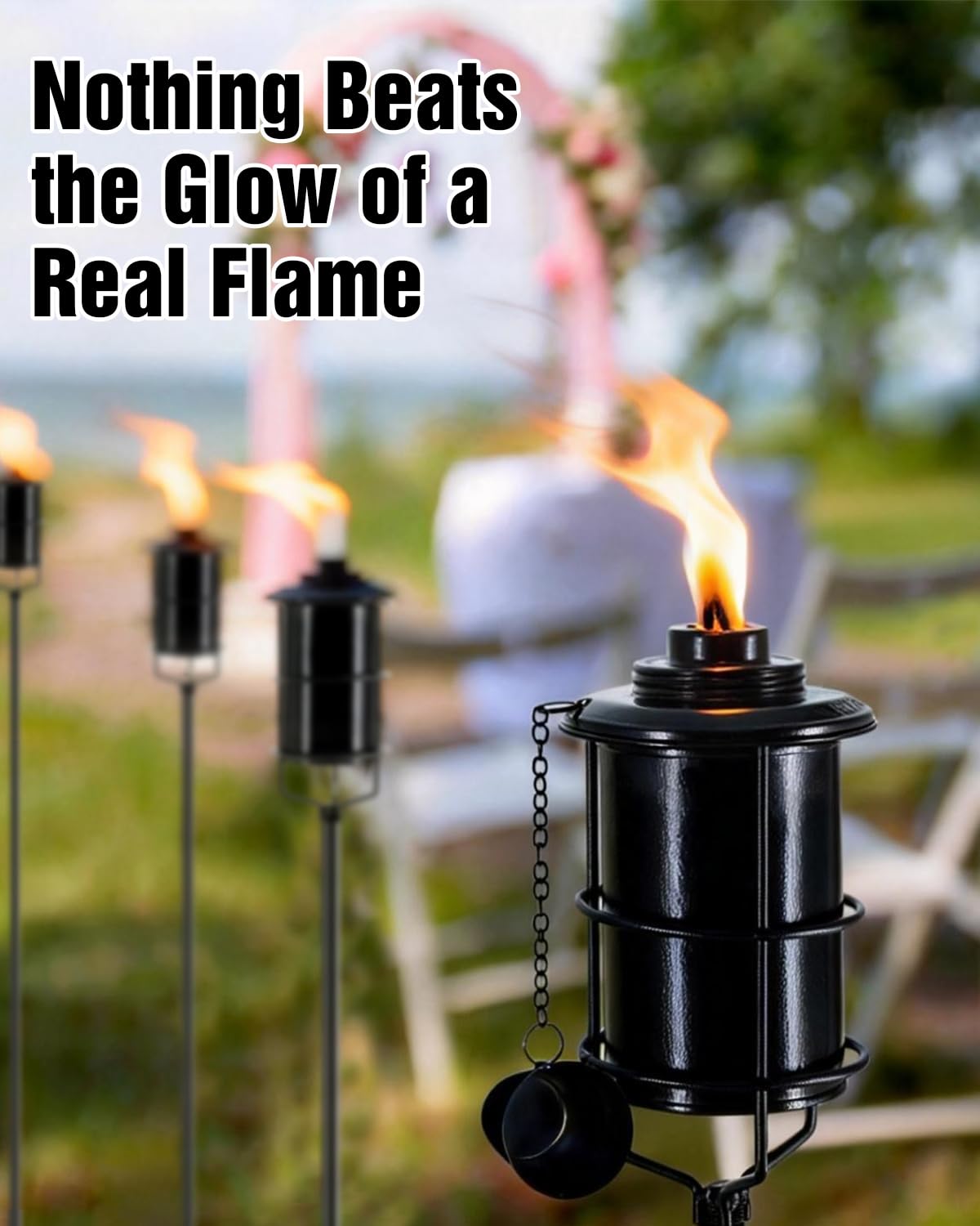 4 Pcs 59In 16oz Metal Citronella Torches O29085