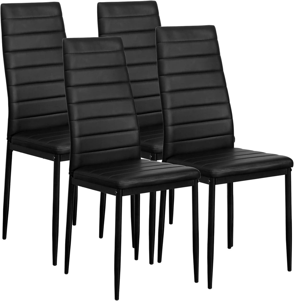 Black Faux Leather Dining Chairs Set of 4 J234202