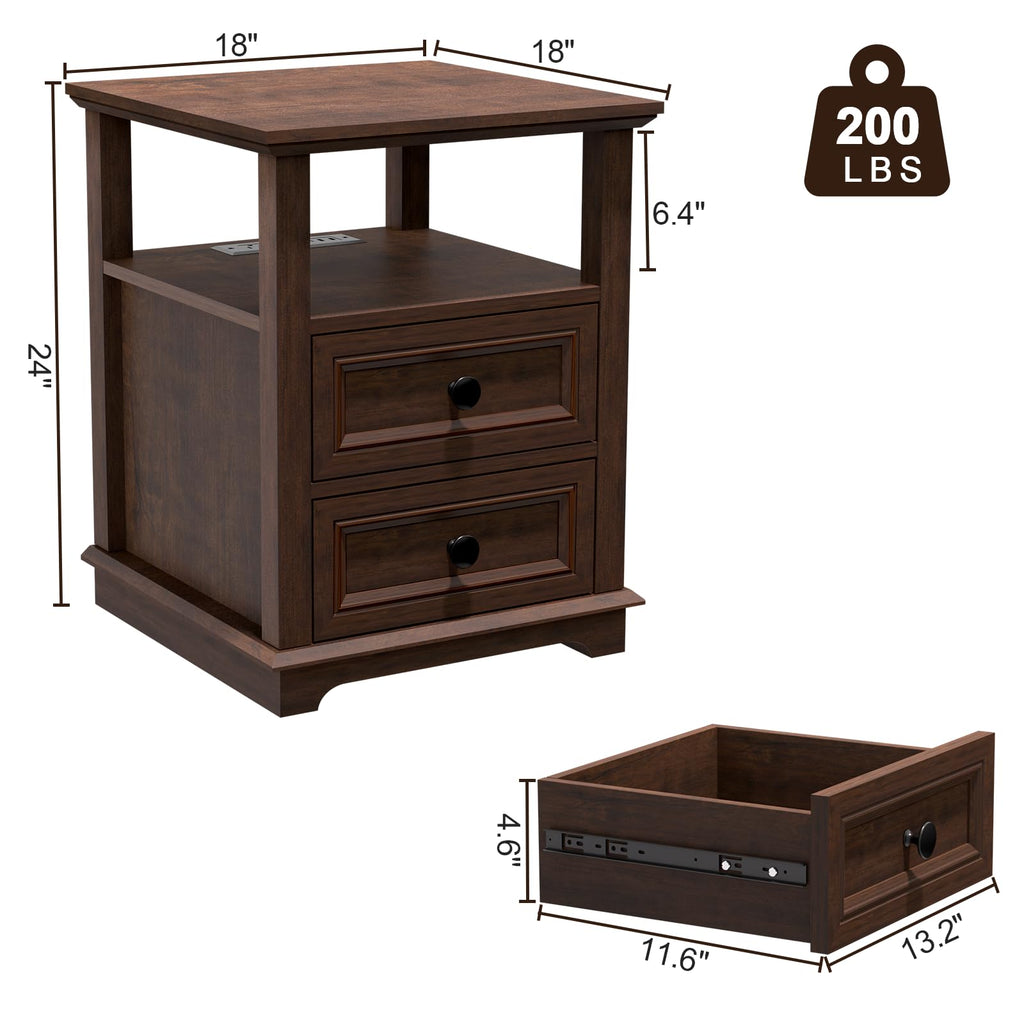 24" Nightstand with Charging Station and Drawers G59706