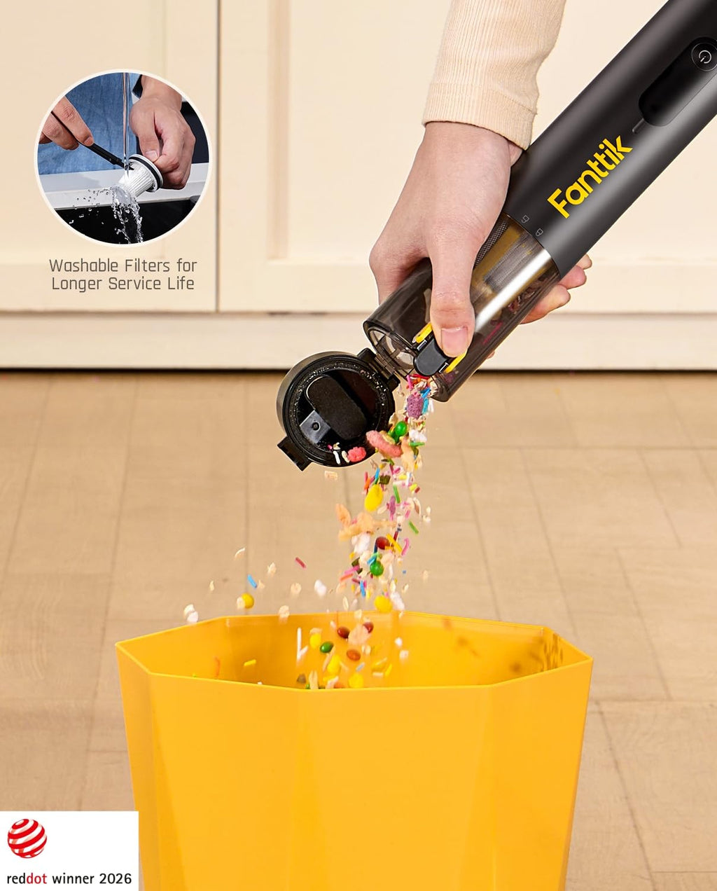 Cordless Handheld Car Vacuum, 19kPa, Black R706