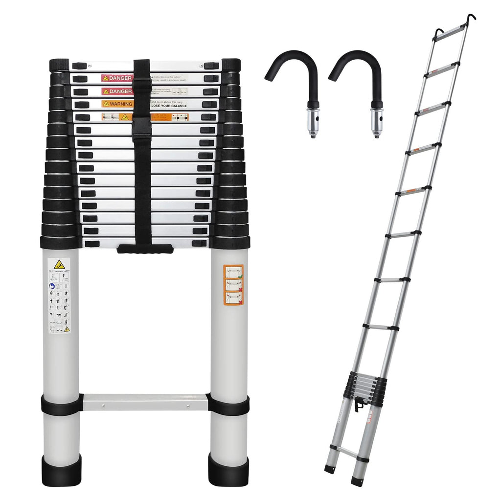 20.3ft Aluminum Telescoping Ladder with Hooks G70624