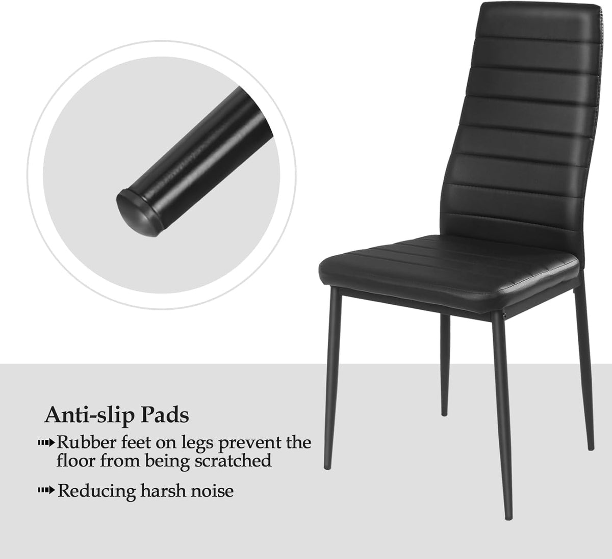 Black Faux Leather Dining Chairs Set of 4 J234202