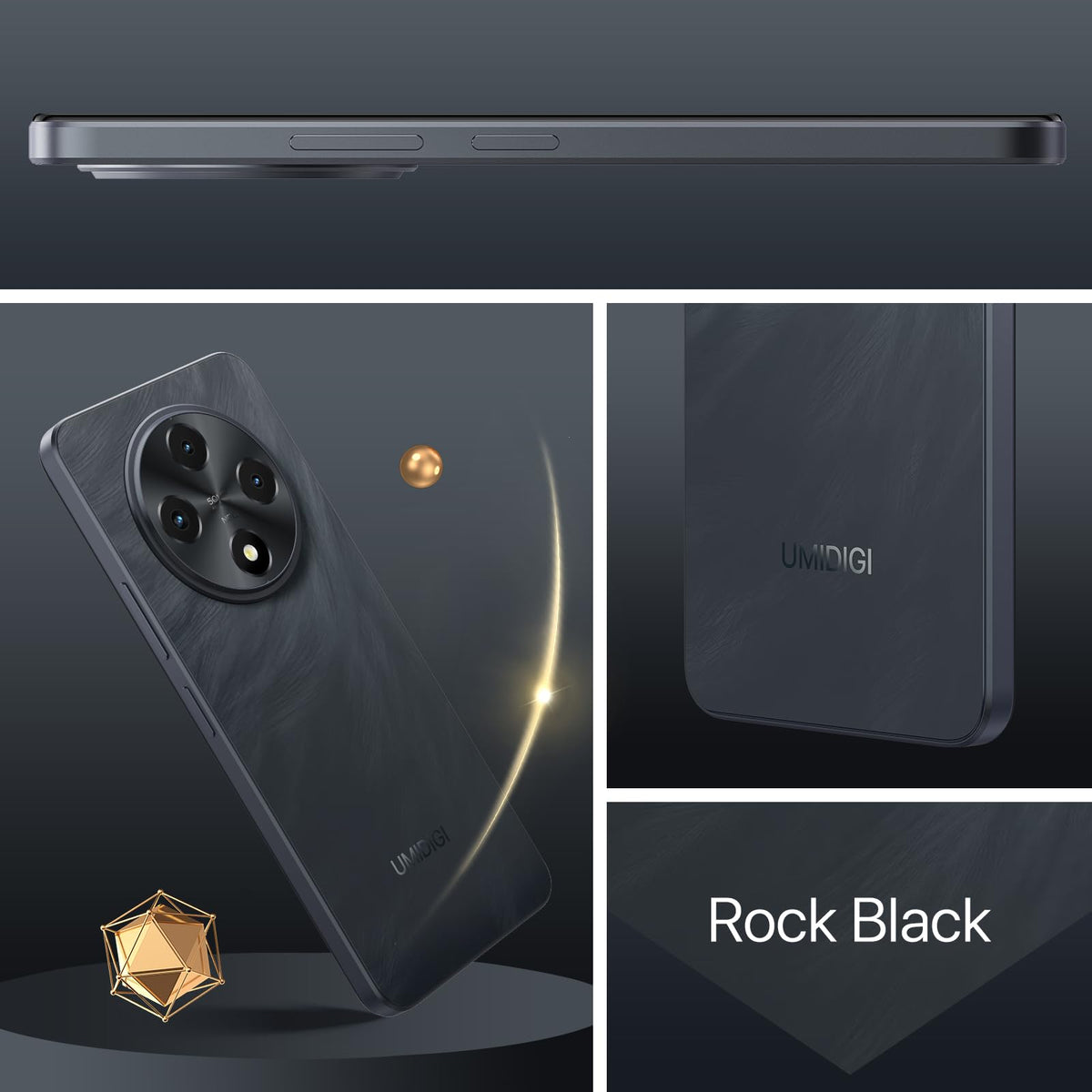 Android 14 6.9" HD+ 120Hz Octa-core 16GB +256GB 6000mAh 50MP Triple Camera Dual 4G LTE NFC Black Smartphone Q5051