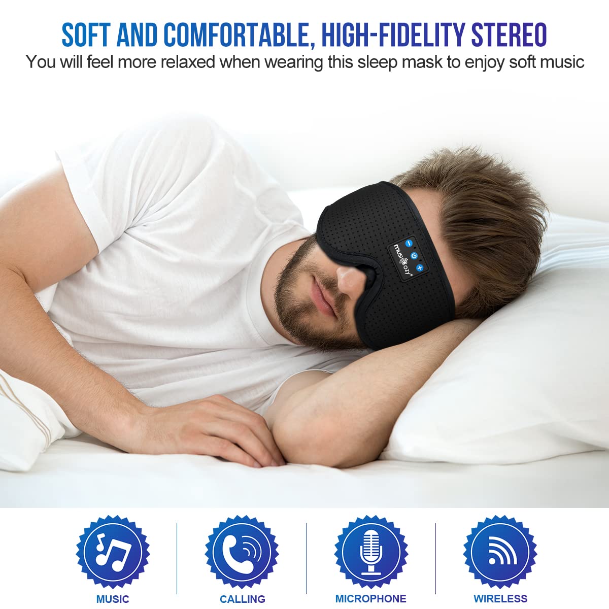 3D Bluetooth Sleep Mask Headphones Pack of 2 O936