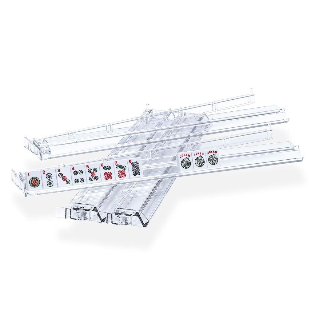 Clear Acrylic Mahjong Tile Rack and Pusher Set of 4 S3317