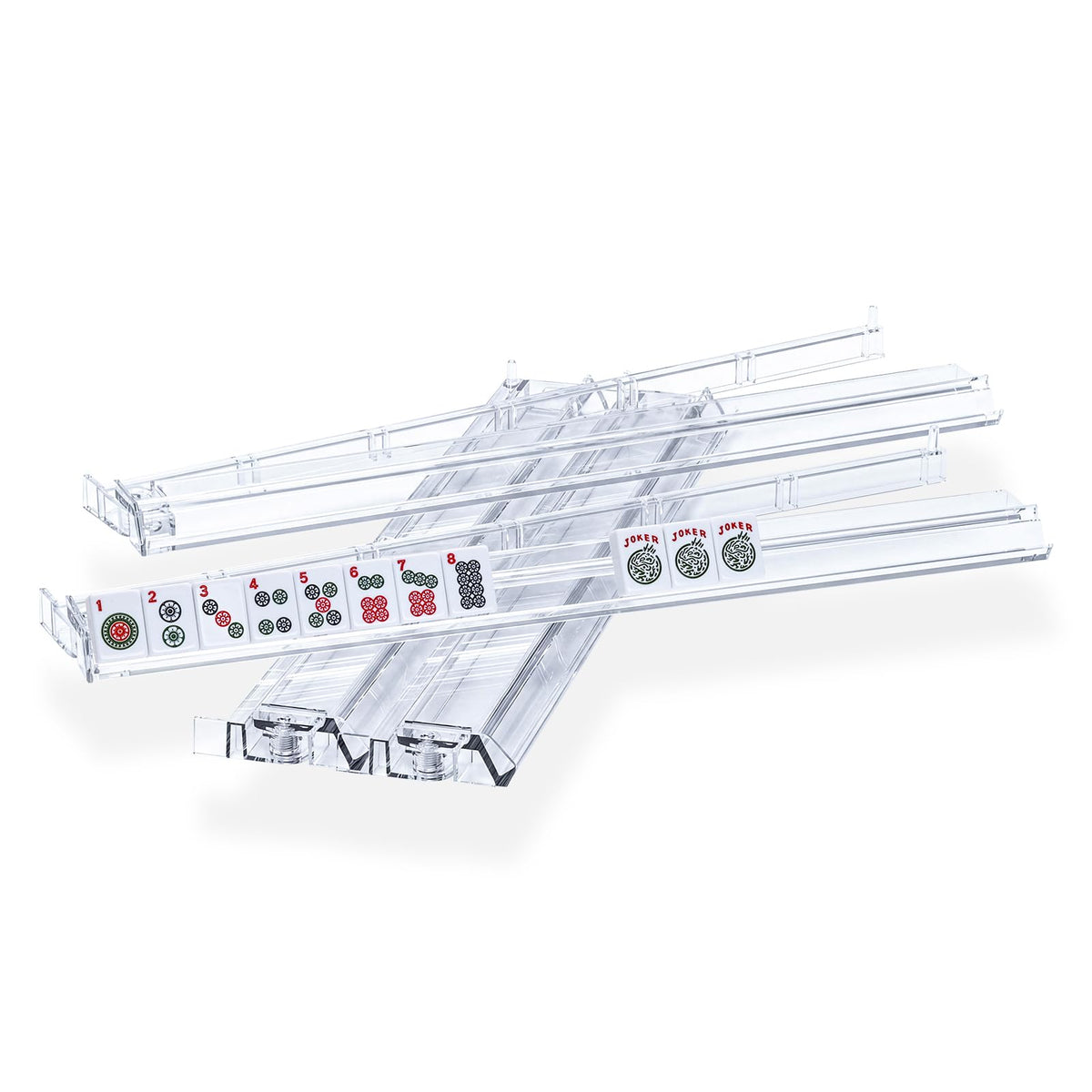 Clear Acrylic Mahjong Tile Rack and Pusher Set of 4 S3317