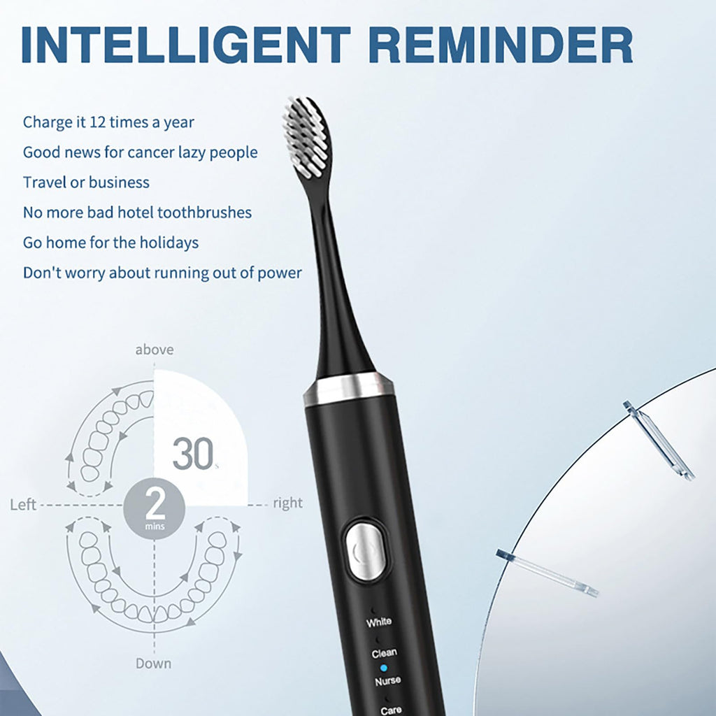Black Rechargeable Electric Toothbrush with 4 Replacement Heads Q383184