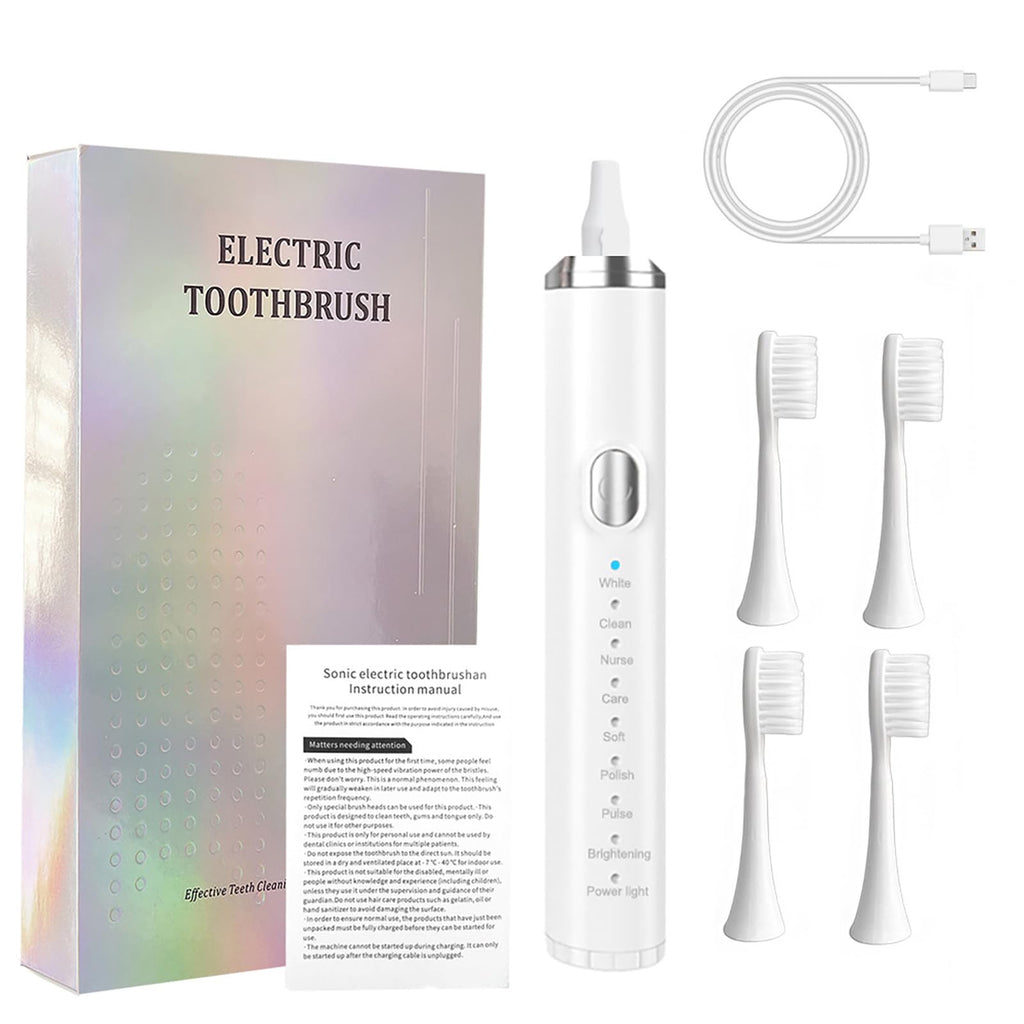 Black Rechargeable Electric Toothbrush with 4 Replacement Heads Q383184