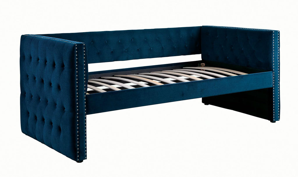 Navy Daybed with Trundle Button Tufted Upholstery B164