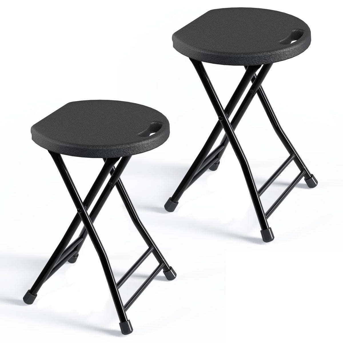Black 18 Inch Folding Stool with Handle, Pack of 2 F9257