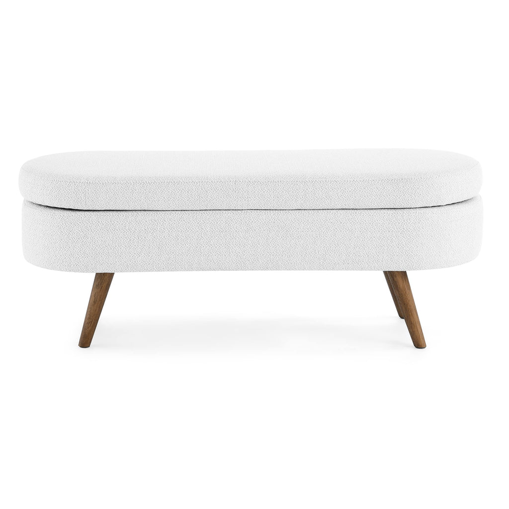 White Storage Bench with Rubber Wood Legs K919