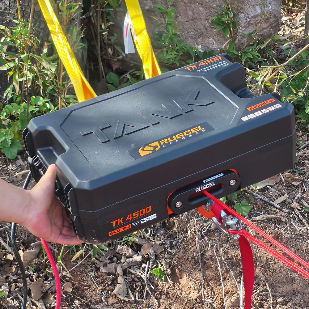Portable 12V DC Electric Utility Winch 4500lb with Synthetic Rope B370768