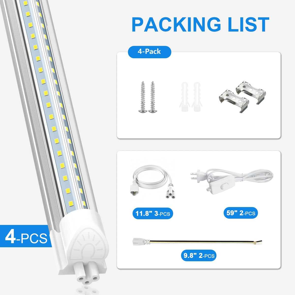 2FT 22W 3300LM 6000K Cool White Linkable LED Shop Lights Q9334