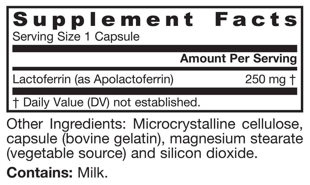 Lactoferrin Supplements 250 mg 30 Capsules N91473