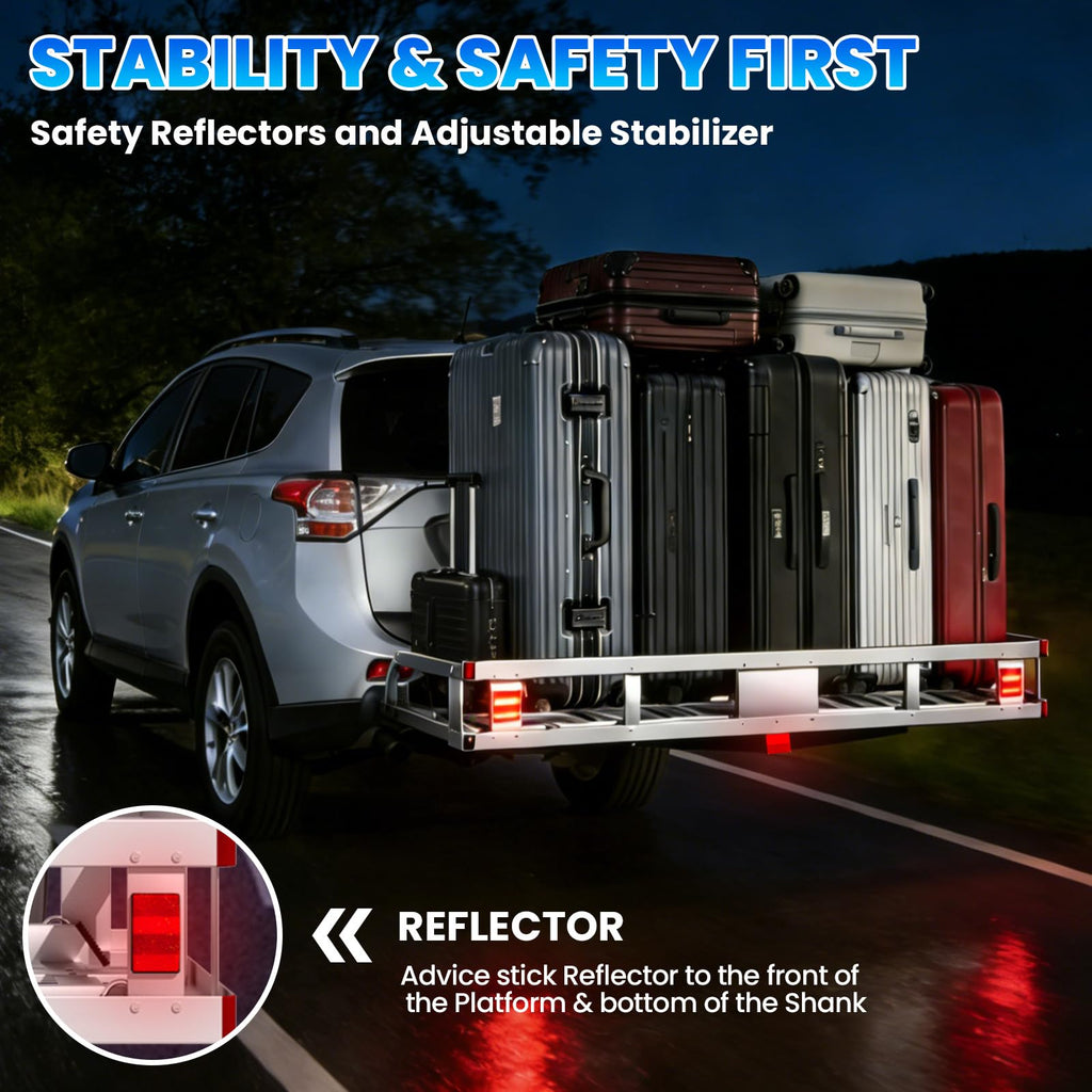 500LBS Heavy-Duty Aluminum Hitch Cargo Carrier with Ramp F203381