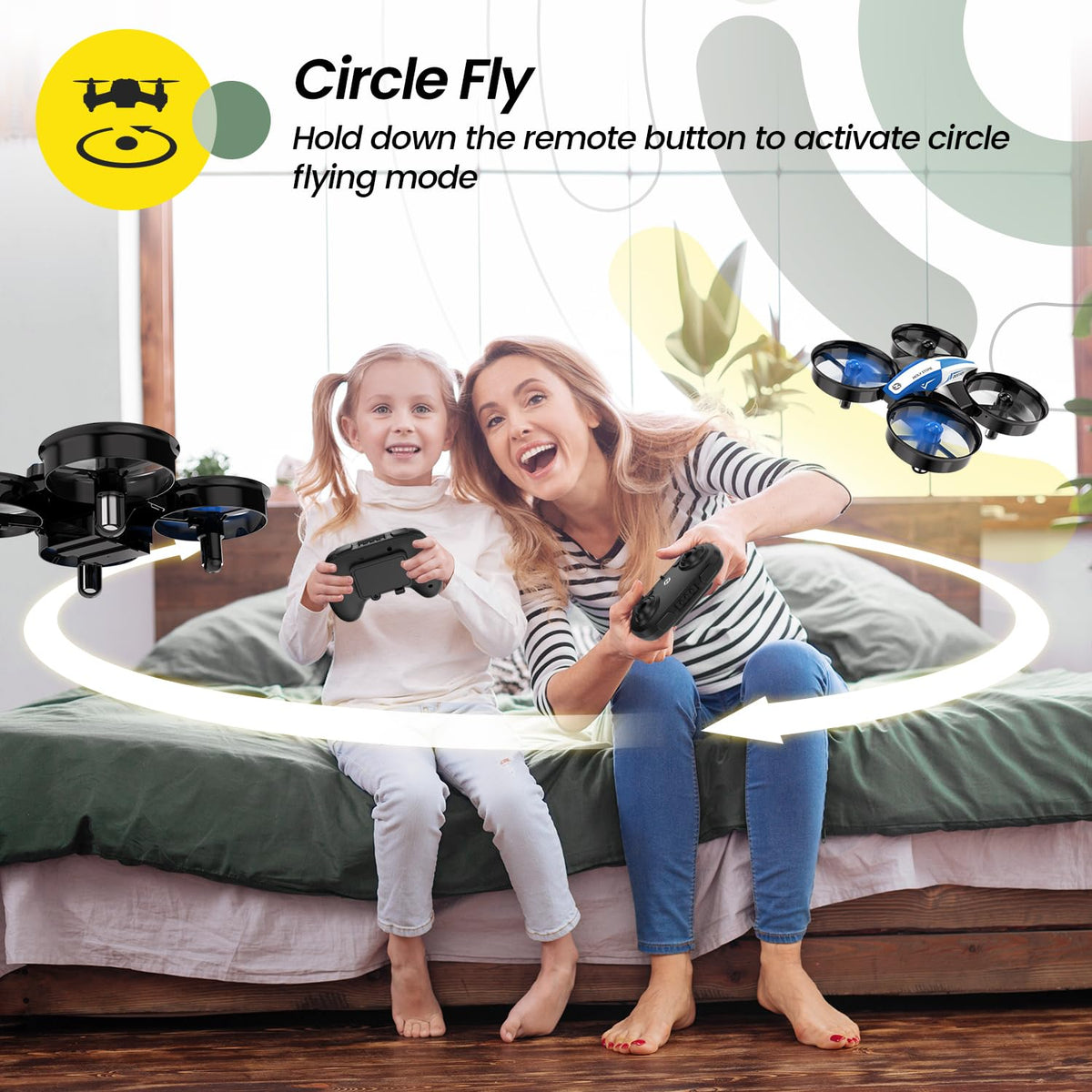 Mini Drone RC Nano Quadcopter with Auto Hovering 3D Flips and 3 Batteries Blue F567559