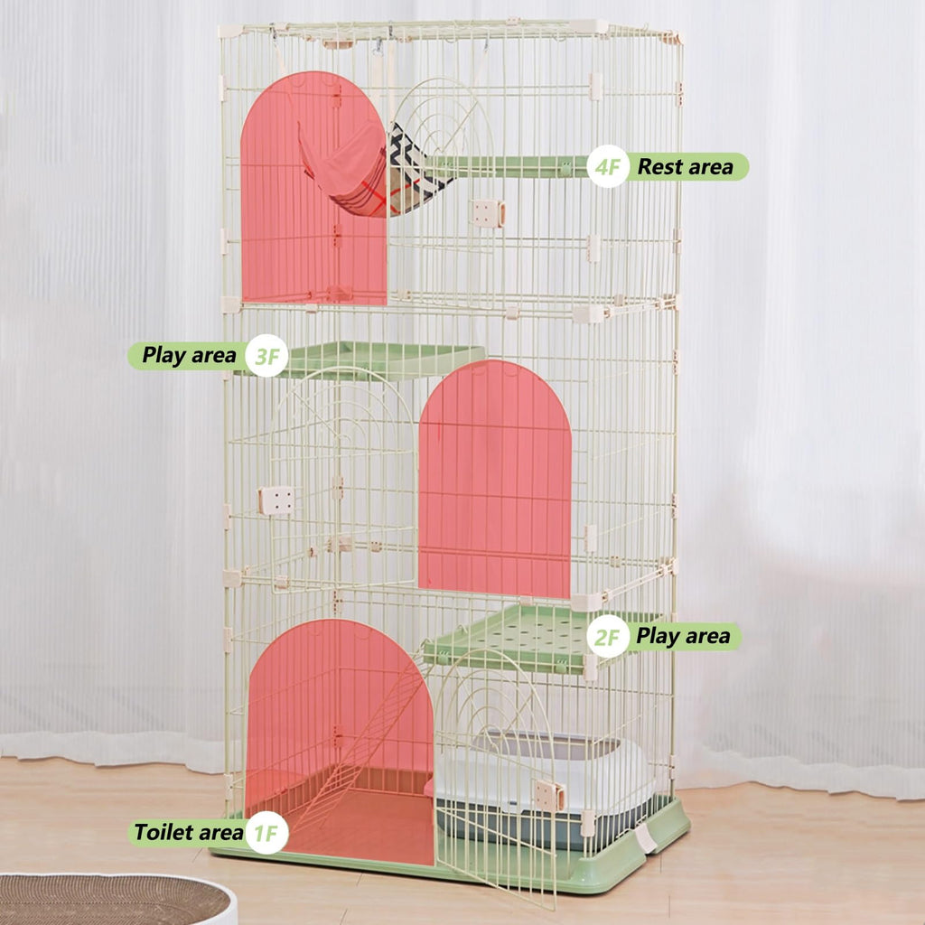 3/4-Tier Cat Cage Playpen with Hammock F4330