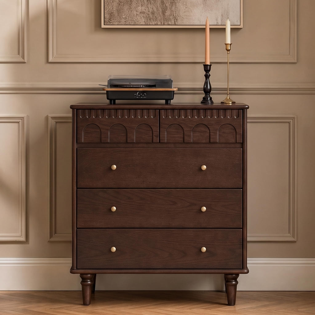 100% Solid Wood 5 Drawers Nightstand W75381