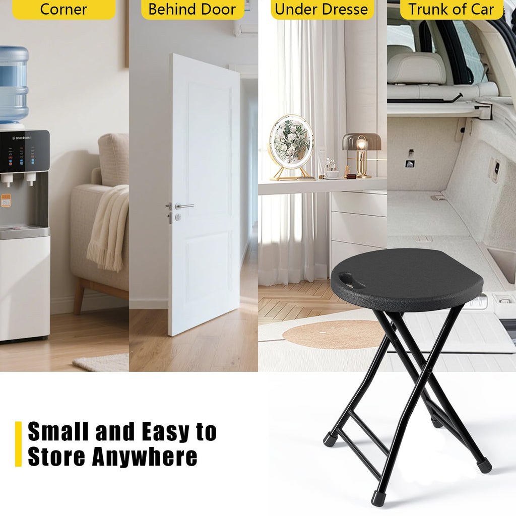 Black 18 Inch Folding Stool with Handle, Pack of 2 F9257