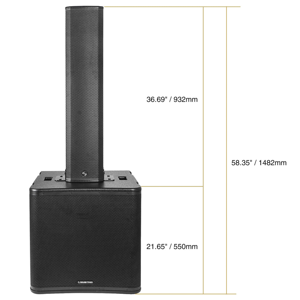 Powered Column Array Speaker System with 18" Subwoofer and Column Loudspeaker Y1527