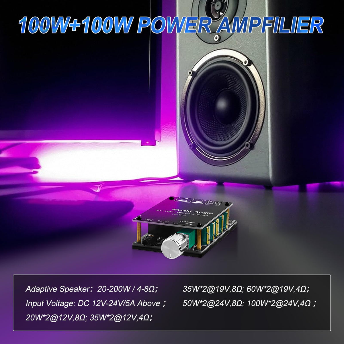 Bluetooth 5.0 Audio Amplifier Board 100W x 2 2.0 Channel Mini Amp X9077