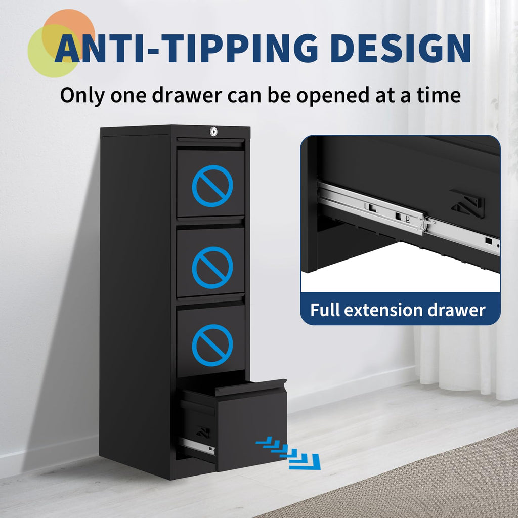 4 Drawer Metal File Cabinet with Lock U714