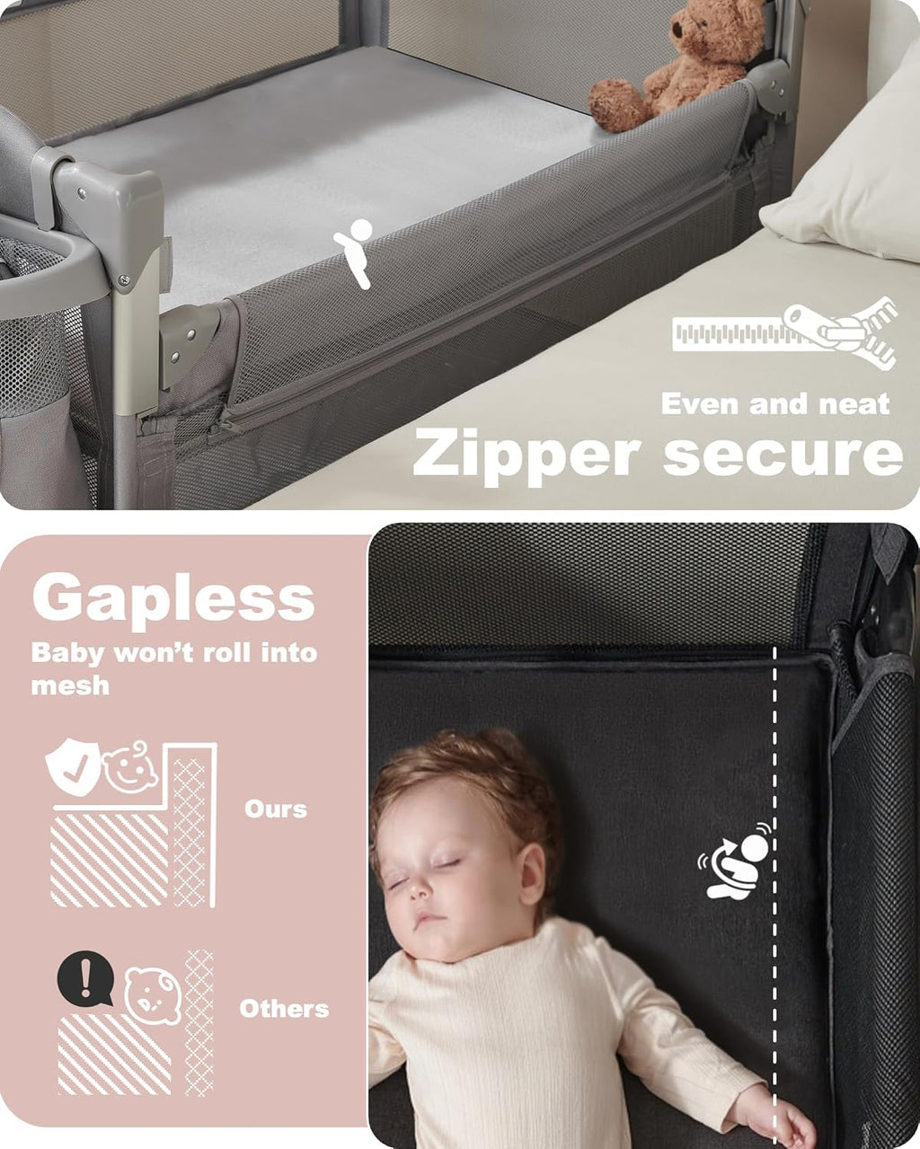 4-in-1 Baby Bassinet, Bedside Sleeper, Playard, Changing Table P96856