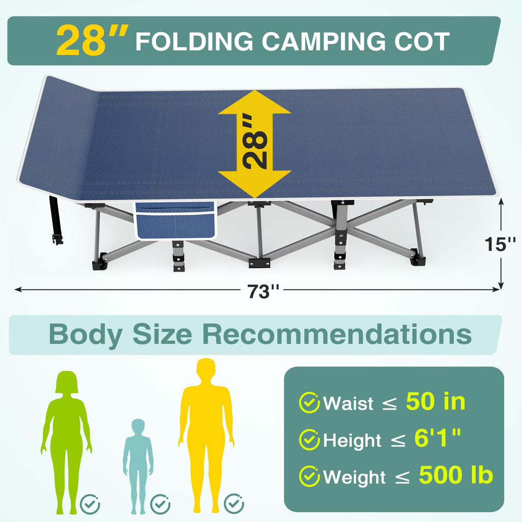 Folding Camping Cot with Mattress and Carry Bag E3380