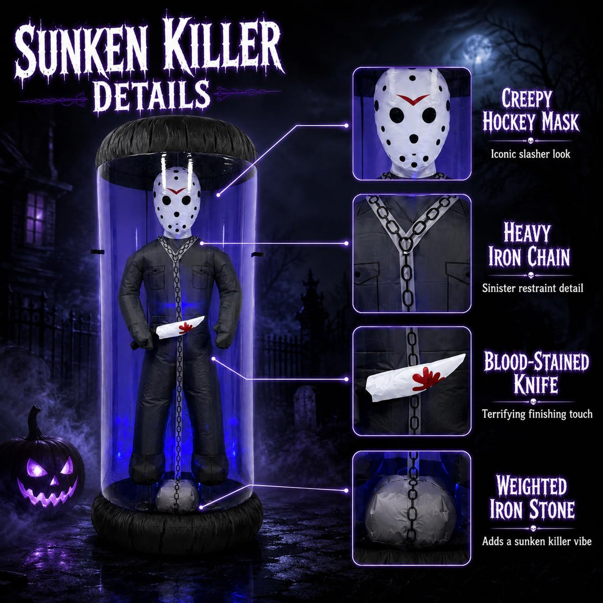 7.6FT Halloween Inflatable Outdoor Decoration with Blue LED Lights Z230
