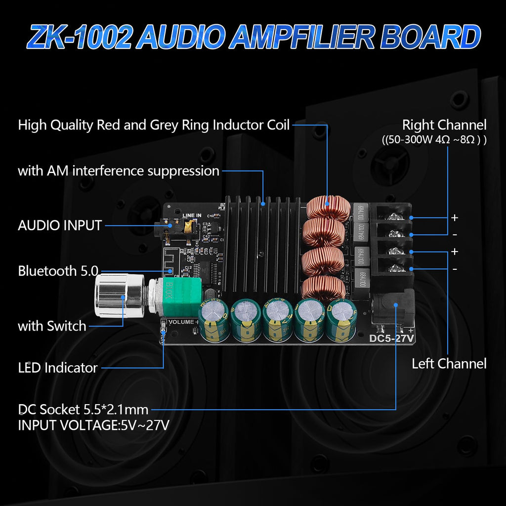 Bluetooth 5.0 Audio Amplifier Board 100W x 2 2.0 Channel Mini Amp X9077