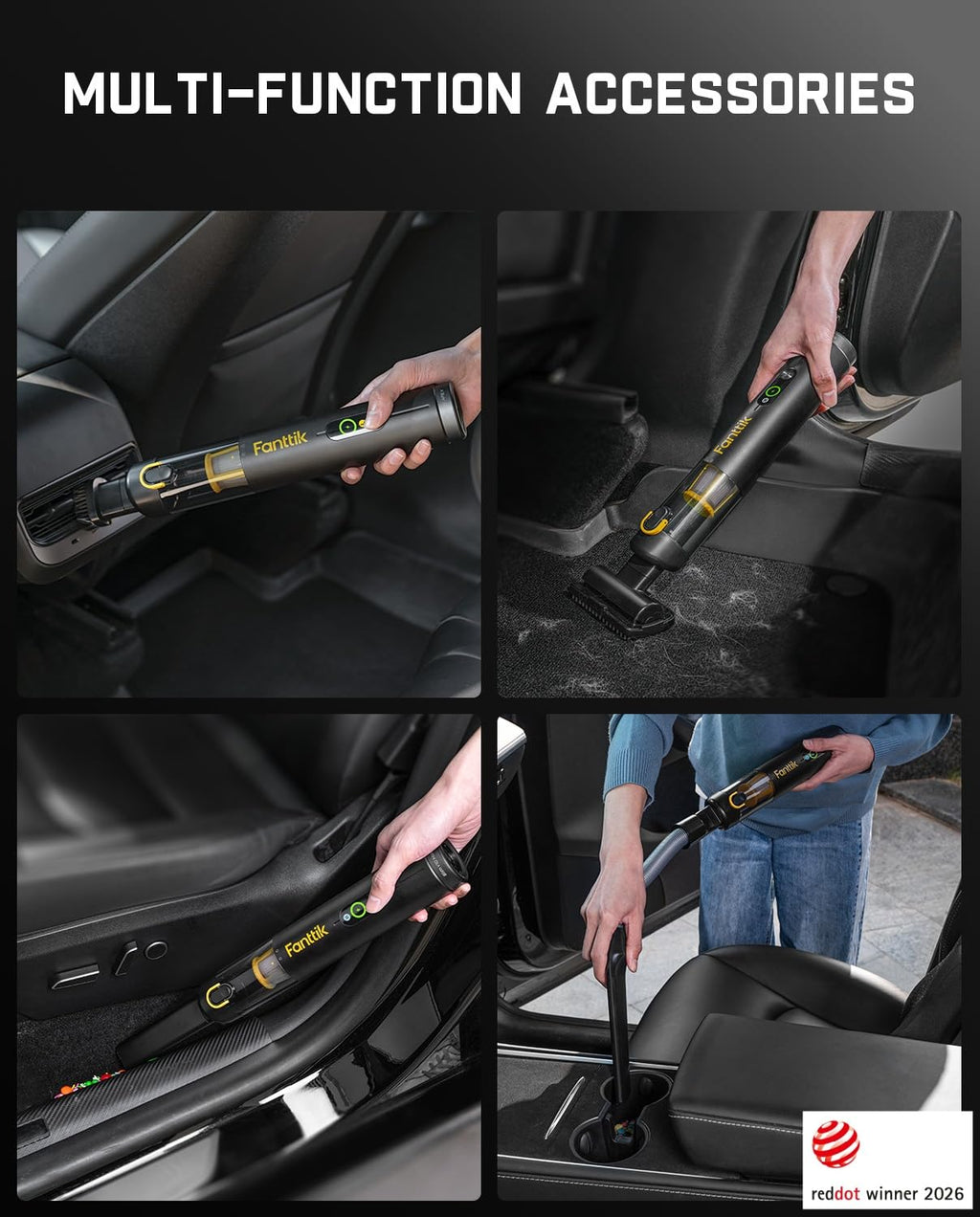 Cordless Handheld Car Vacuum, 19kPa, Black R706